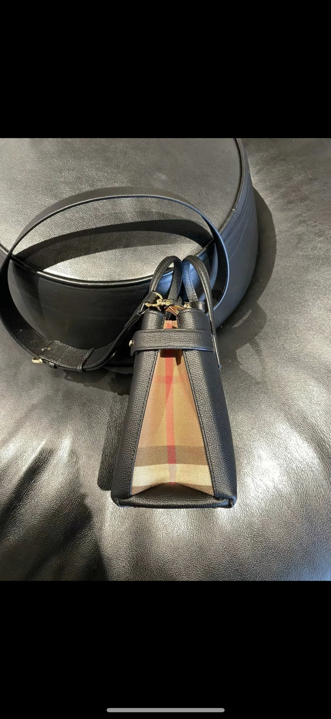 BURBERRY Derby Calfskin Vintage Check Medium Banne