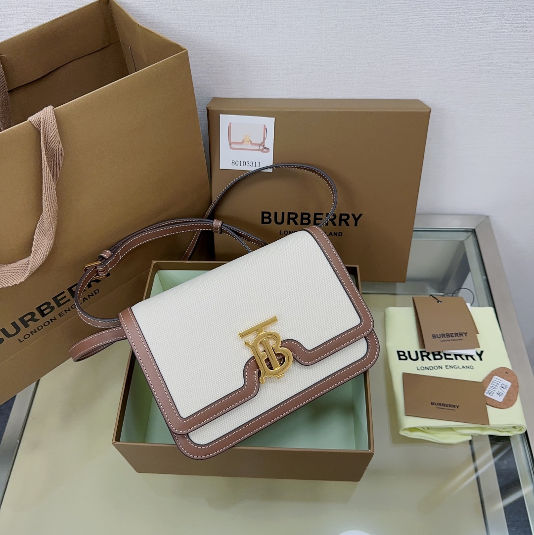 BURBERRY - Elizabeth small cotton and leather cross-body