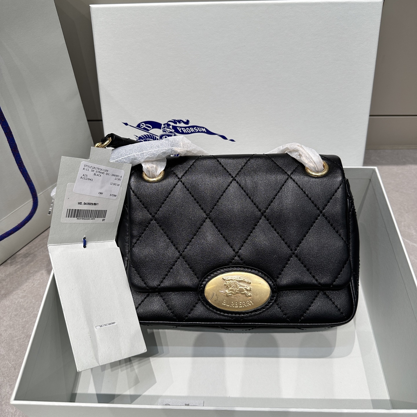 Burberry Embellished quilted leather shoulder bag Black