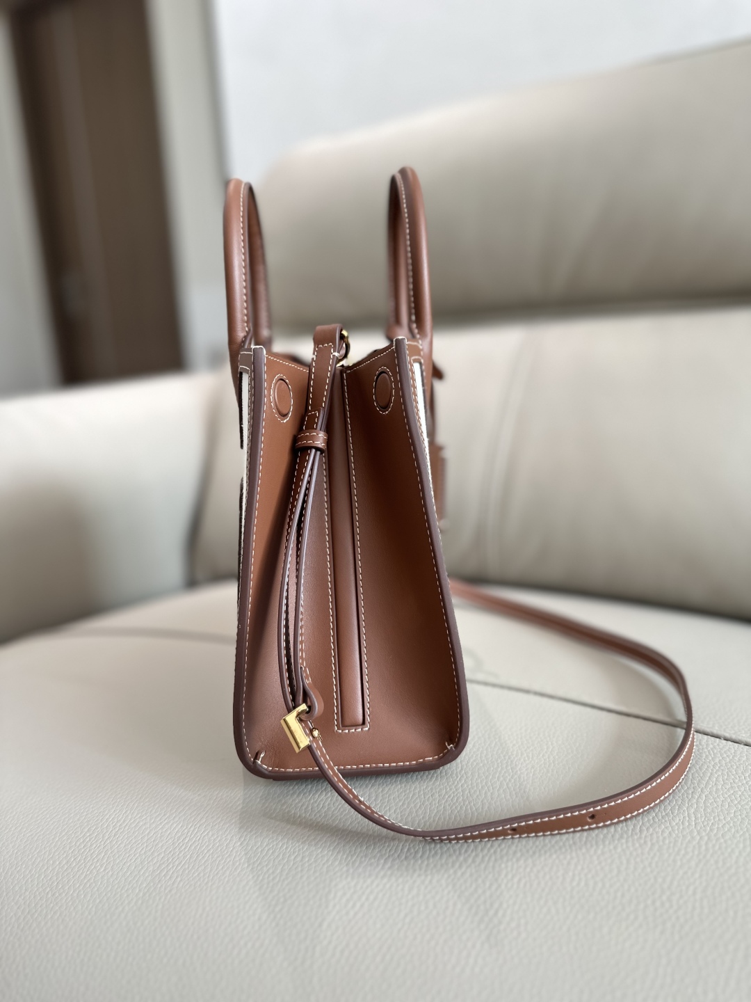 Burberry Frances Canvas & Leather Top Handle Bag on