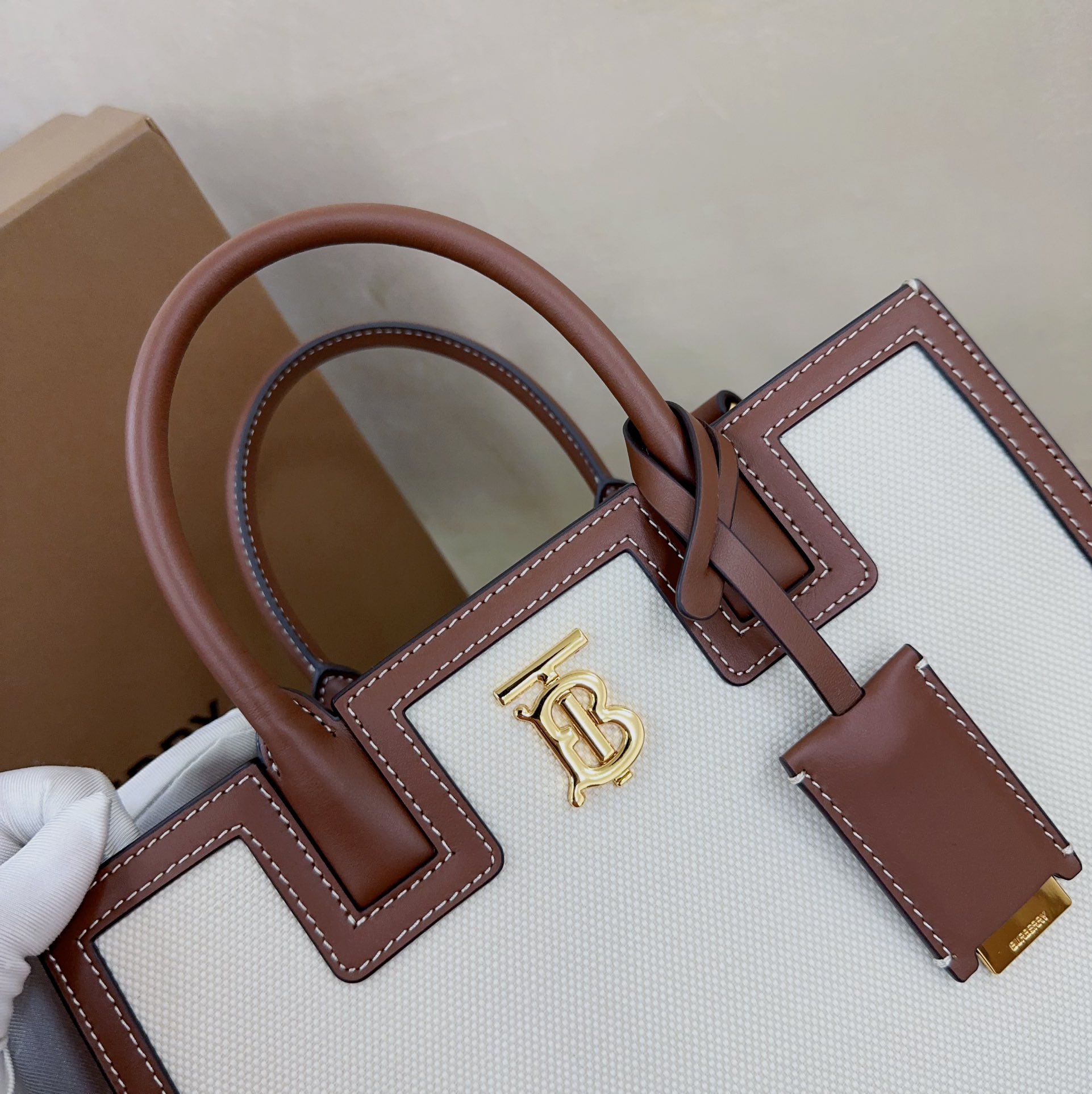 Burberry Frances Handbag Brown in Canvas