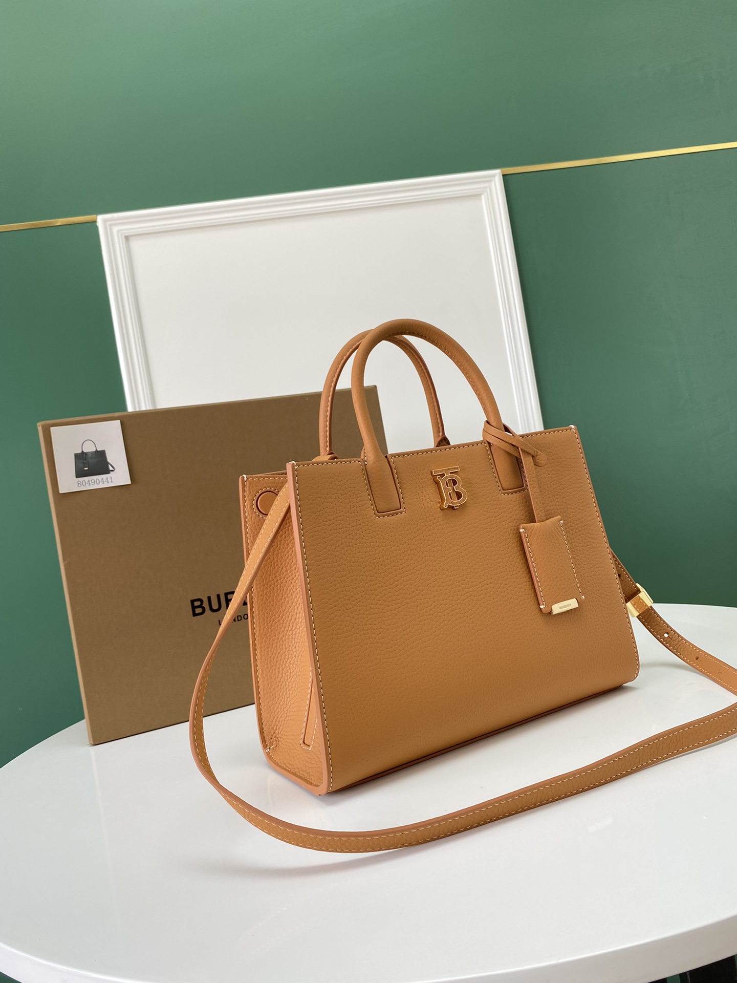 Burberry Tan Leather Mini Title Bag