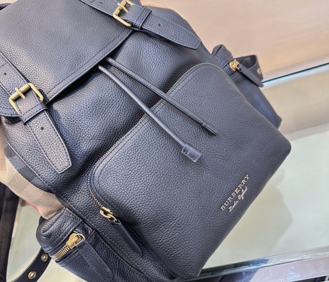 Burberry Grainy Leather House Check Rucksack Burberry  01787