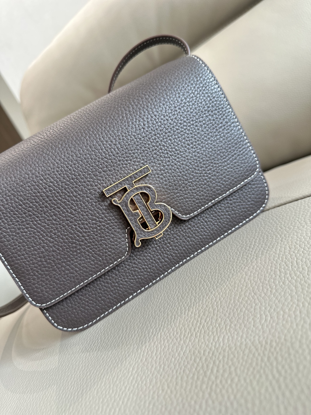 Burberry Grainy Leather Mini TB Bag | Black