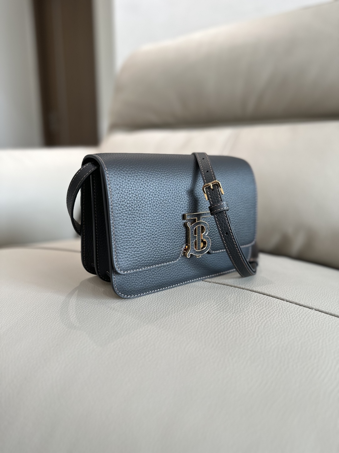 Burberry Grainy Leather Mini TB Bag | Black |