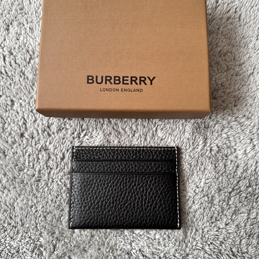 BURBERRY Grainy Leather TB Card Holder - BlacK