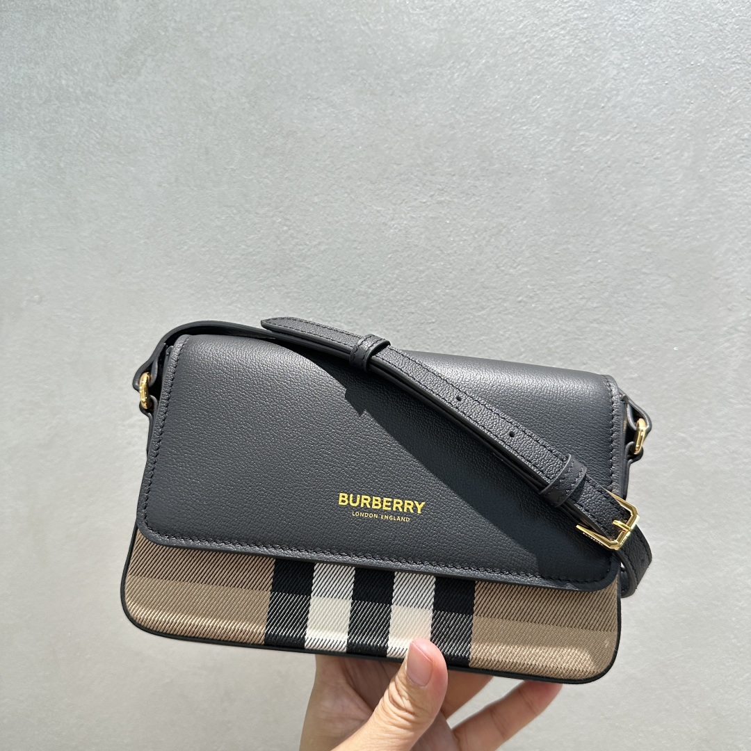 Burberry Hampshire Check Canvas Leather Crossbody