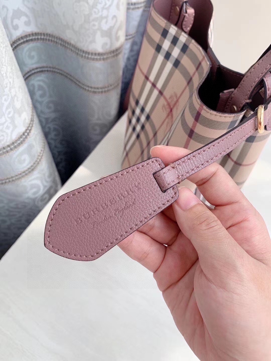 BURBERRY Haymarket Check Colours Small Lorne Bucket