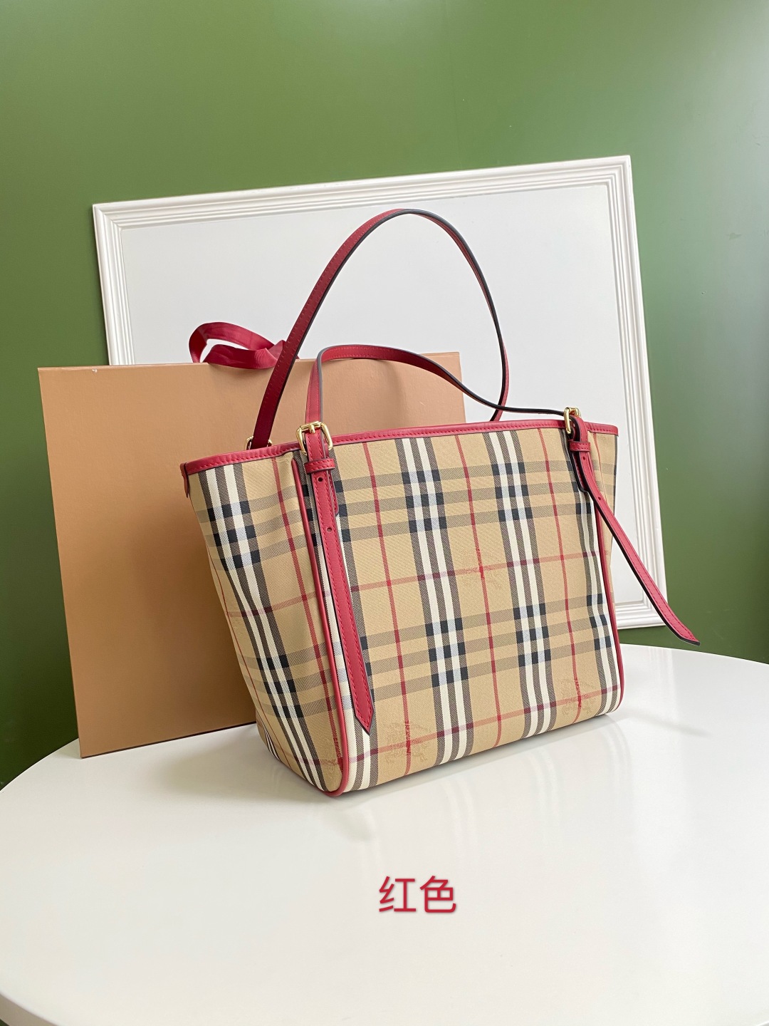 BURBERRY Haymarket Check Small Canterbury Tote Military
