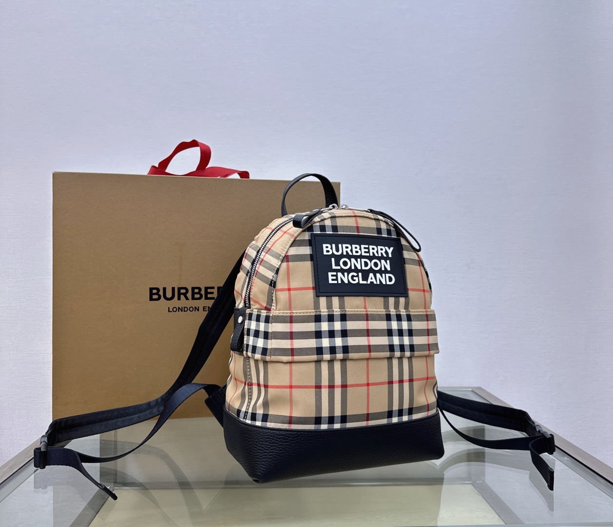 BURBERRY House Check Canvas Calfskin Small Nico