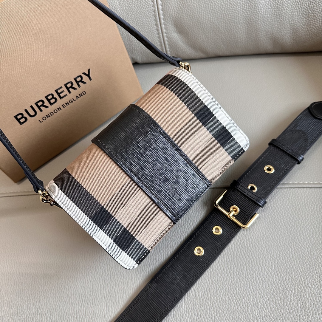 Burberry House Check Shoulder Bag - Brown Shoulder Bags,