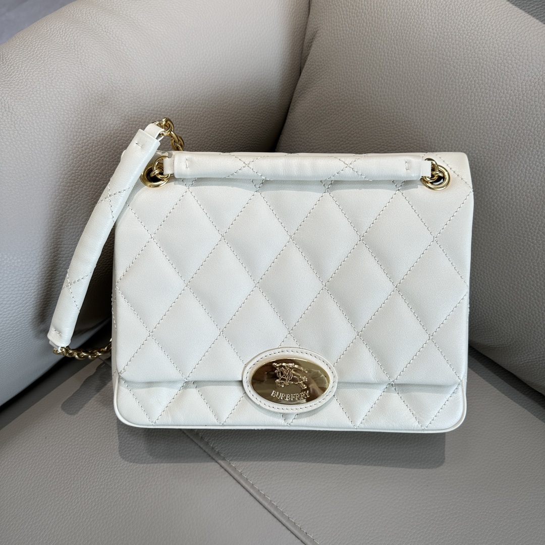 Burberry Ivory Leather Small Strand Shoulder Bag white