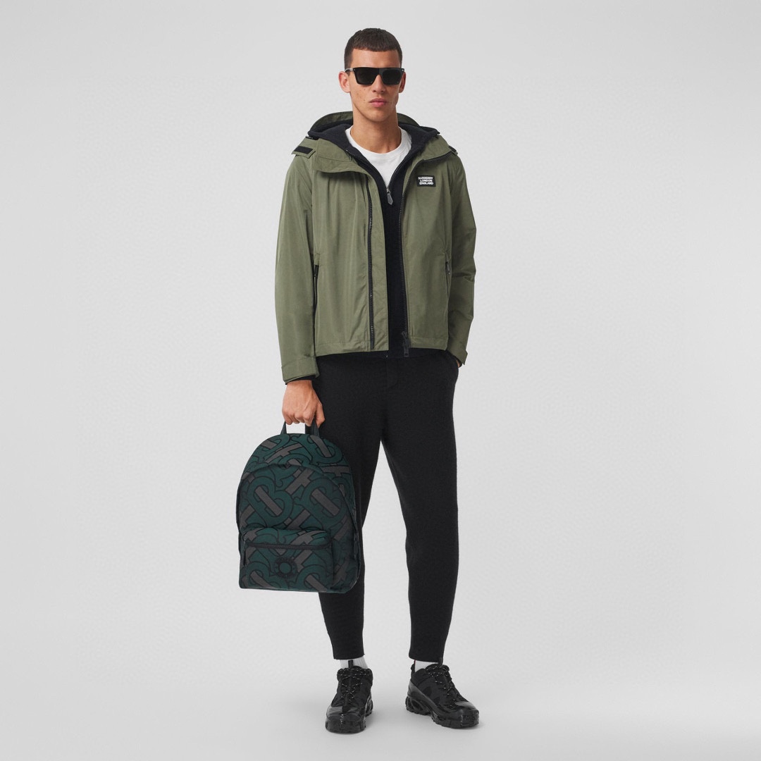 Burberry Jett Backpack Jacquard Monogram In Forest Green (green)