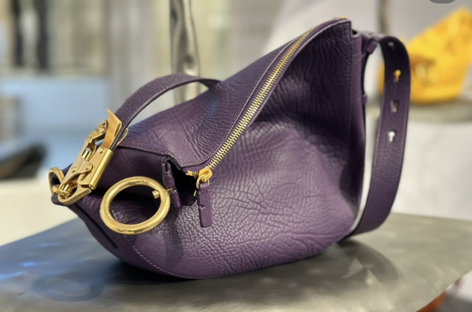 Burberry Knight Small Leather Shoulder Bag | Purple | BURBERRY  00929