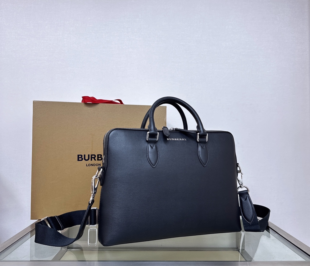 Burberry Leather Briefcase - Blue Briefcases, Bags -