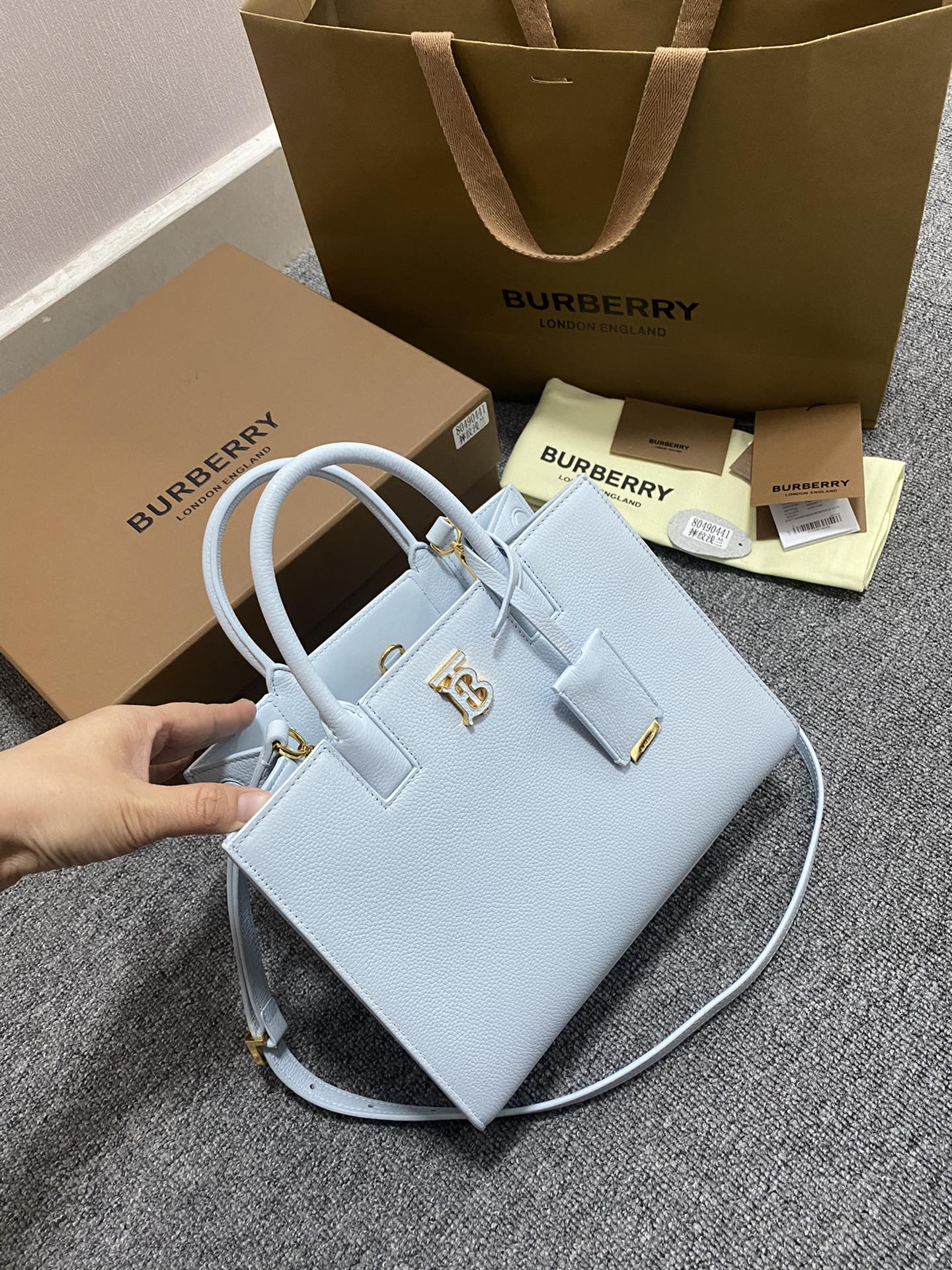 Burberry Leather Mini Frances Handle Bag w/ Tags - Blue