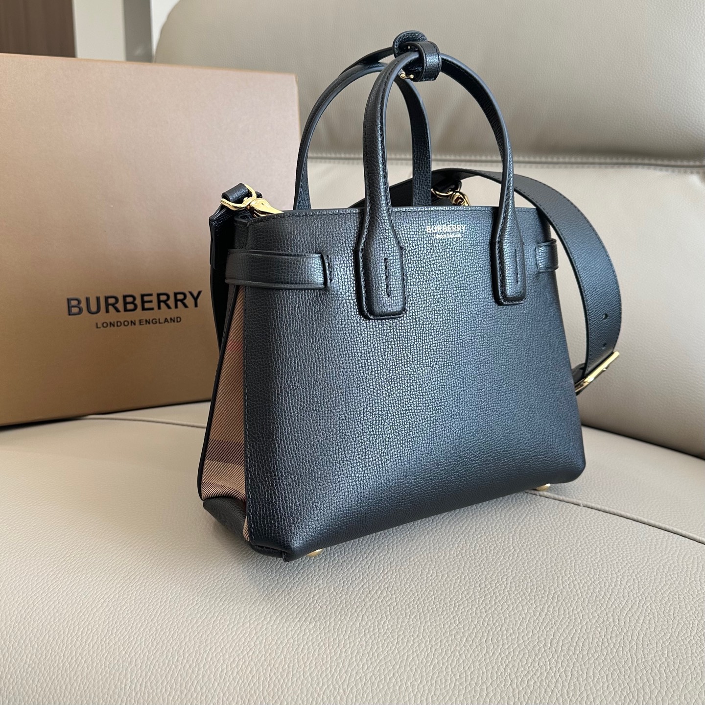 Burberry Leather Top Handle Bag - Blue Handle Bags,