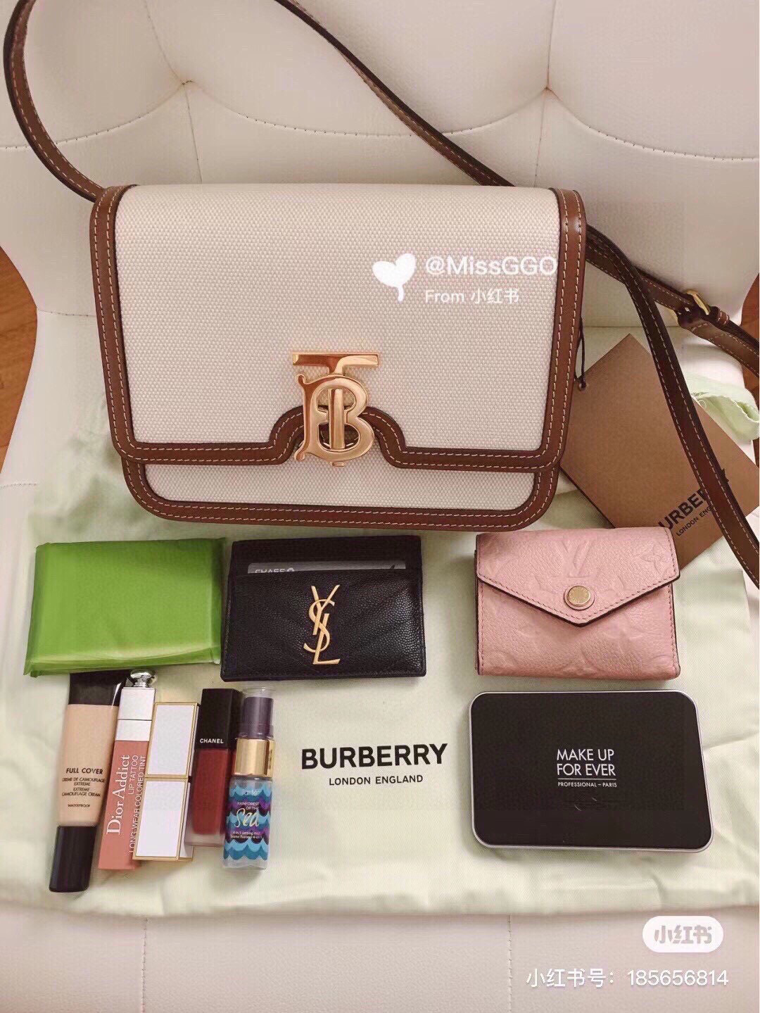 Burberry Leather Two-tone Canvas Shoulder Crossbag