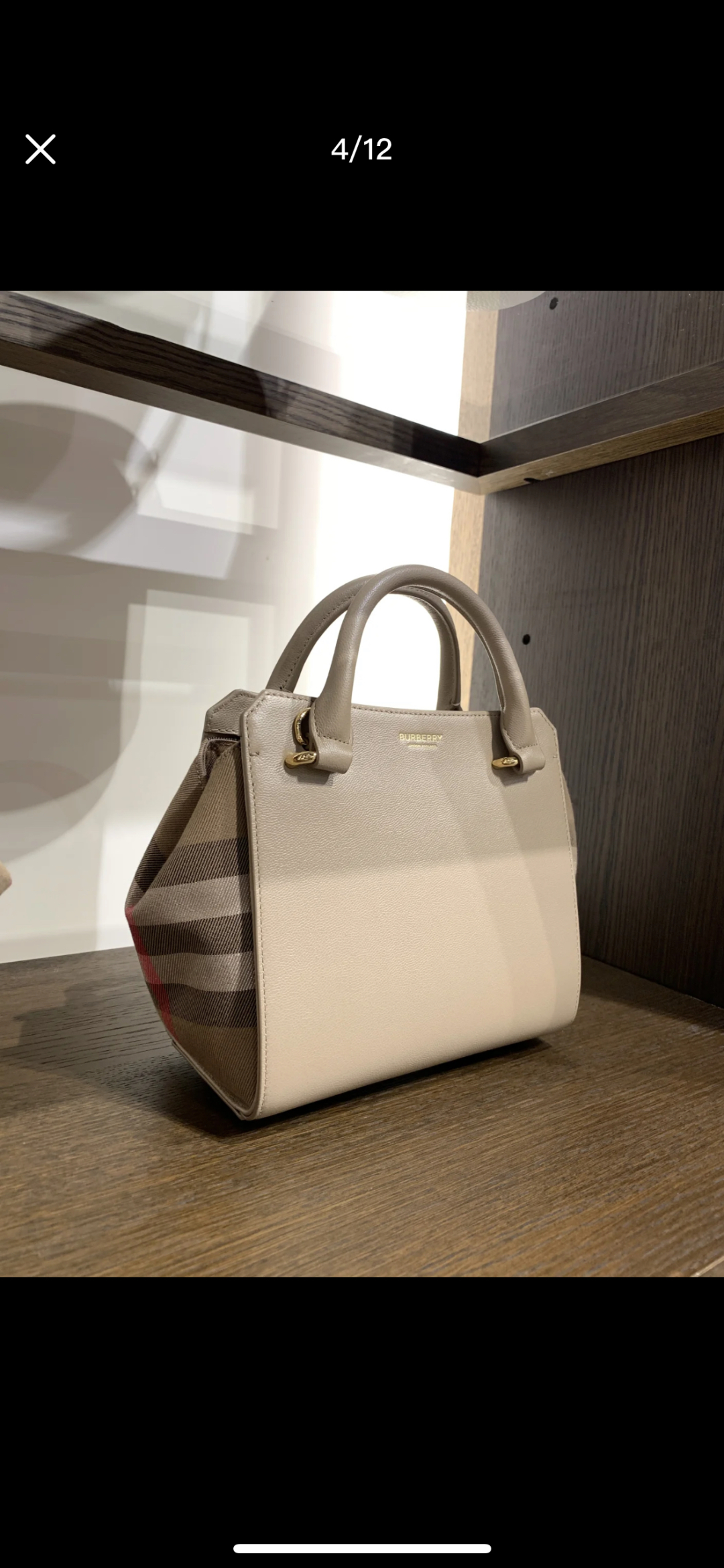 BURBERRY Leather/Canvas Check Mini Banwell Shoulder