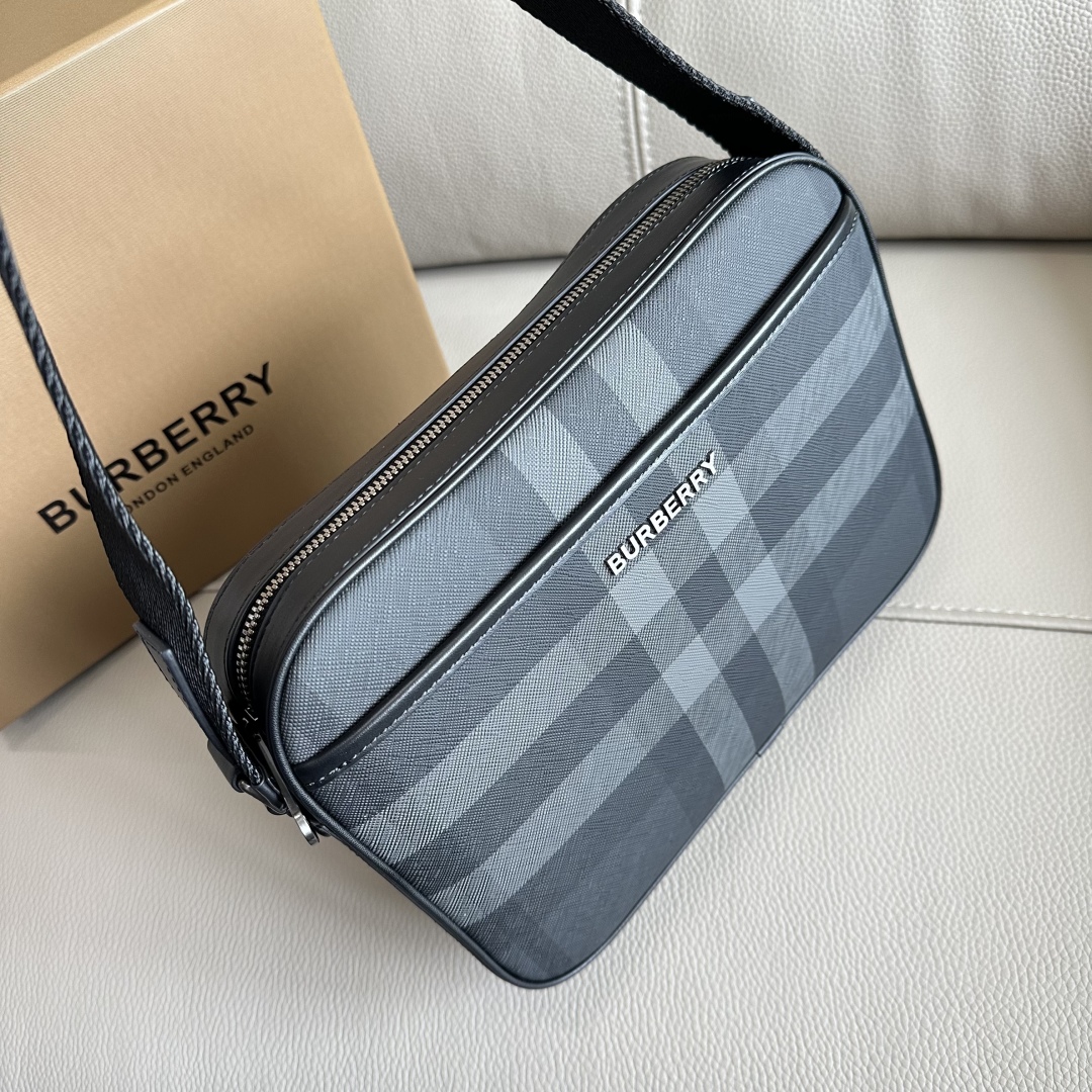 Burberry Logo Plaque Checked Messenger Bag