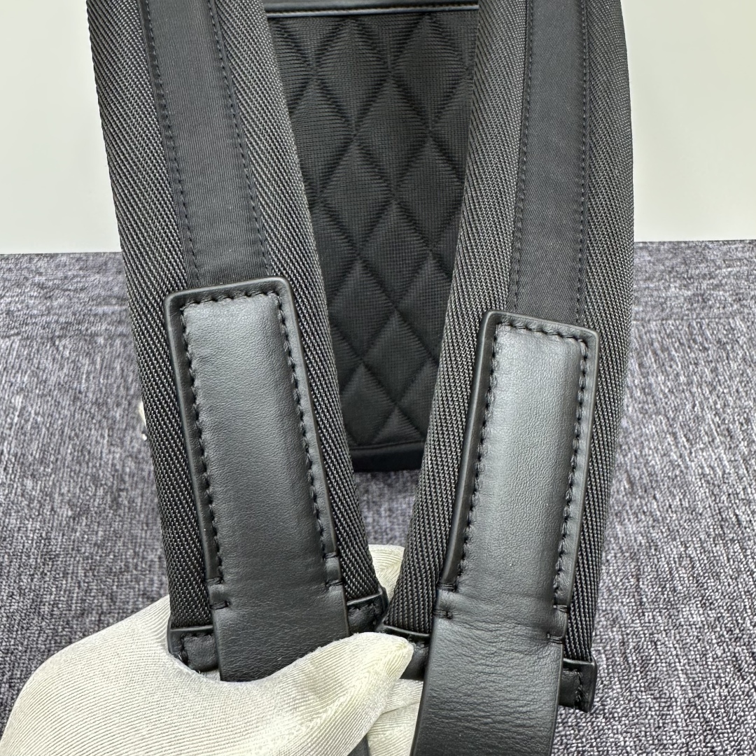 Burberry Logo Print Nylon Double Buckle Backpack Black in Nylon with Silver-tone - US