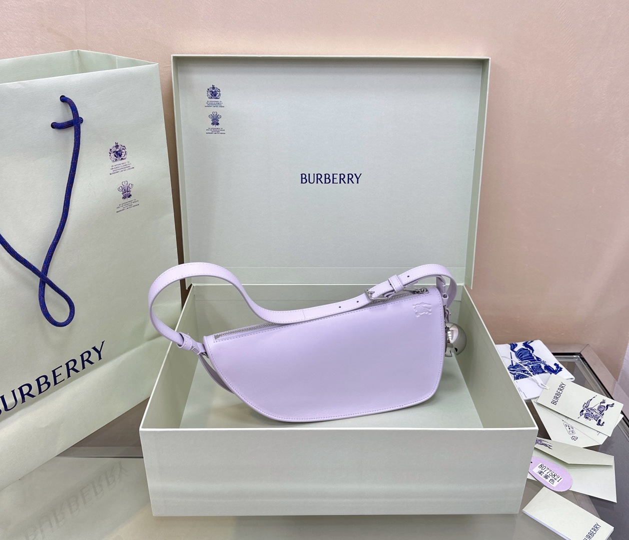 Burberry Lola Embellished Velvet Shoulder Bag - purple