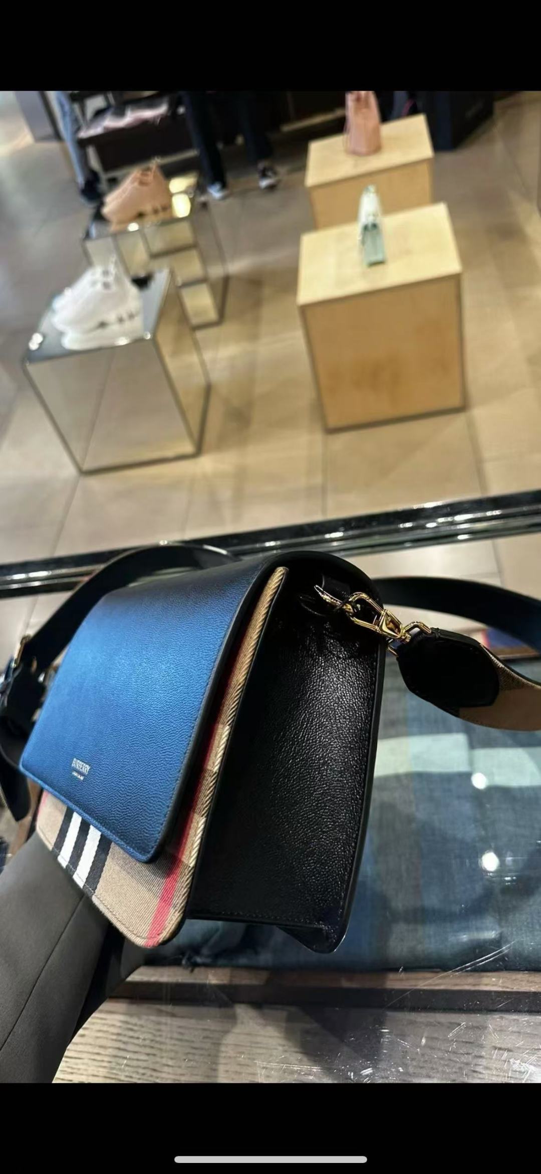 Burberry Mackford Check Canvas & Leather Shoulder Bag