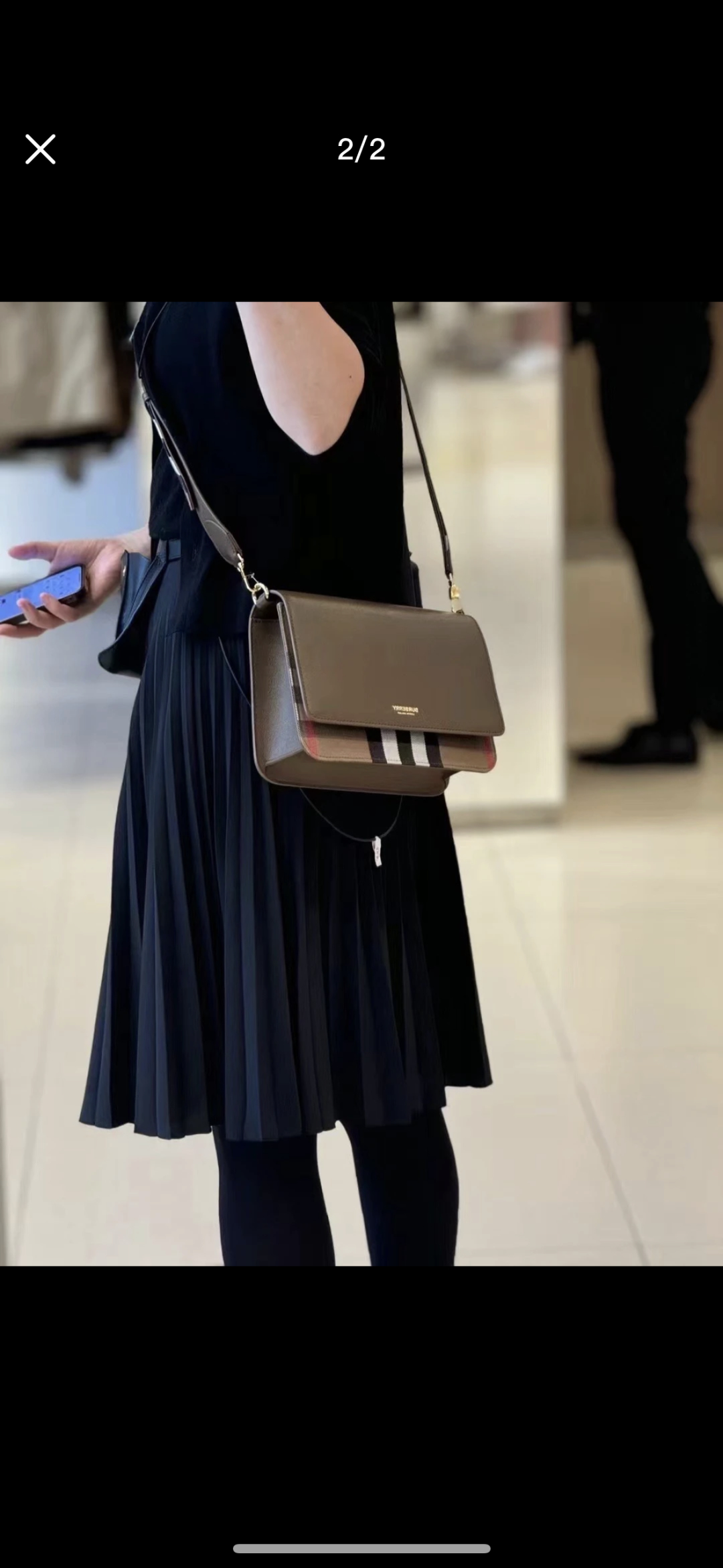 Burberry Mackford Check Canvas & Leather Shoulder Burberry 00499