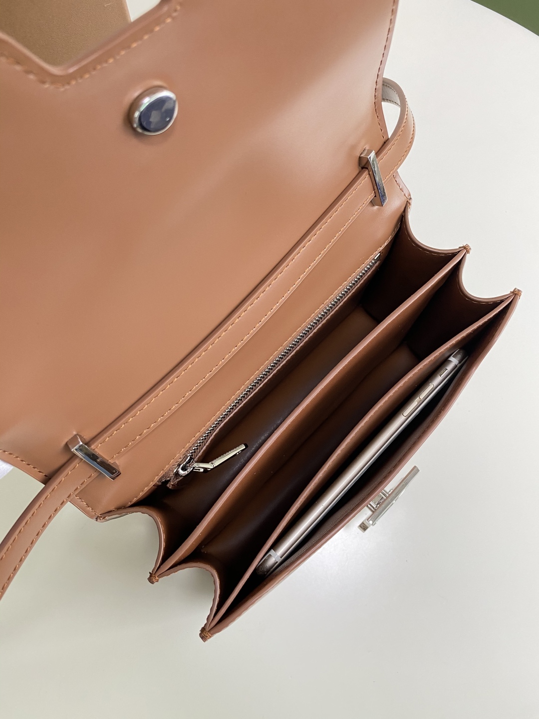 Burberry Malt Brown Leather TB Monogram Medium Shoulder Burberry 02719