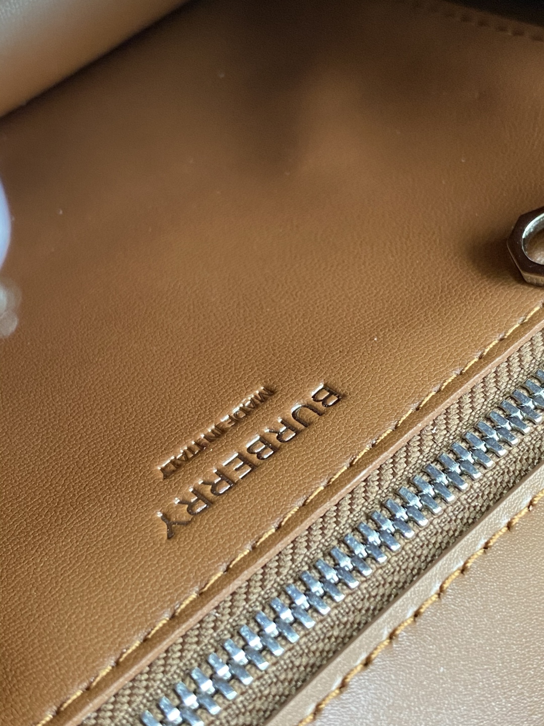 Burberry Malt Brown Leather TB Monogram Medium Shoulder Burberry 02719