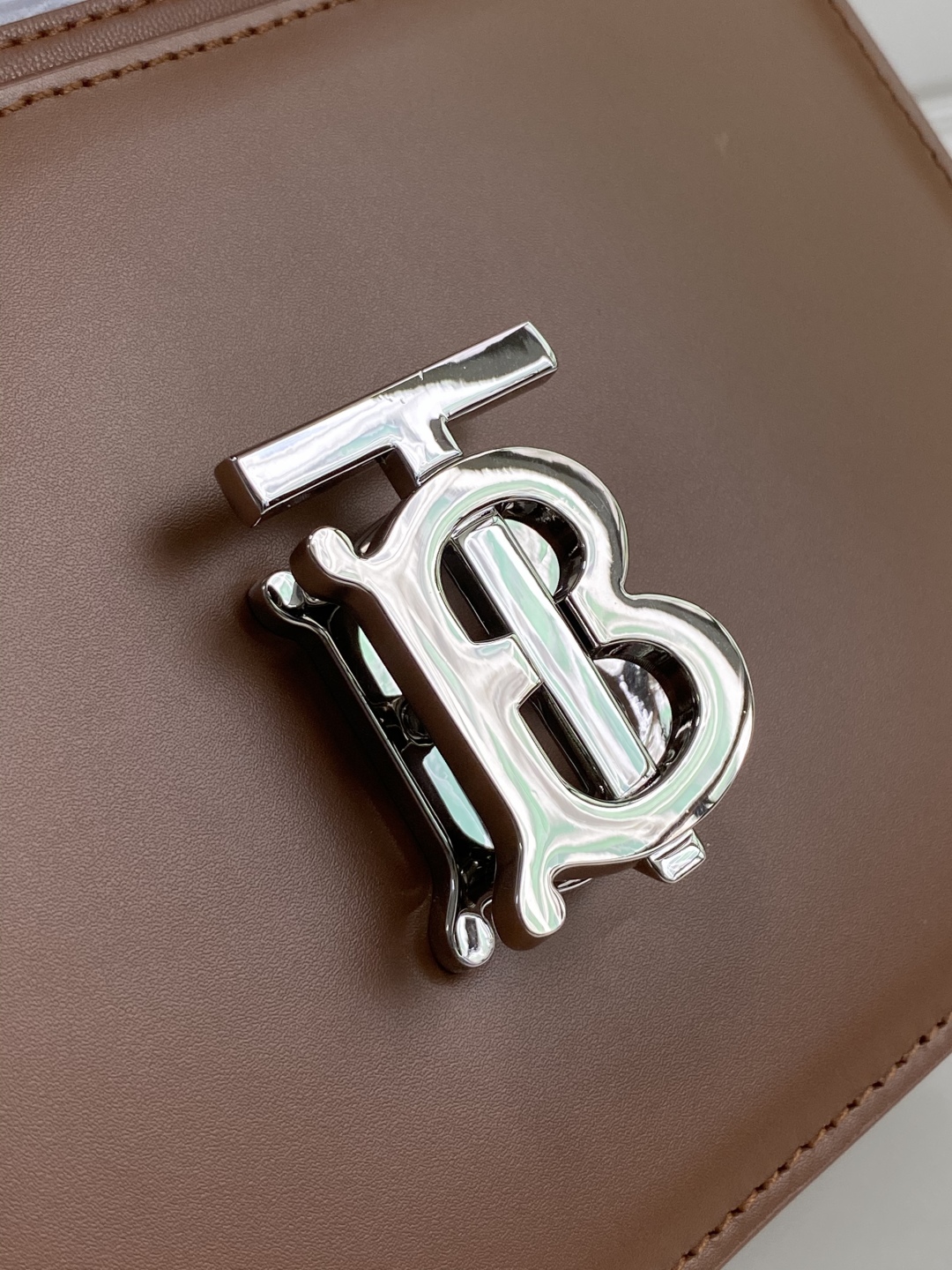 Burberry Malt Brown Leather TB Monogram Medium Shoulder Burberry 02719