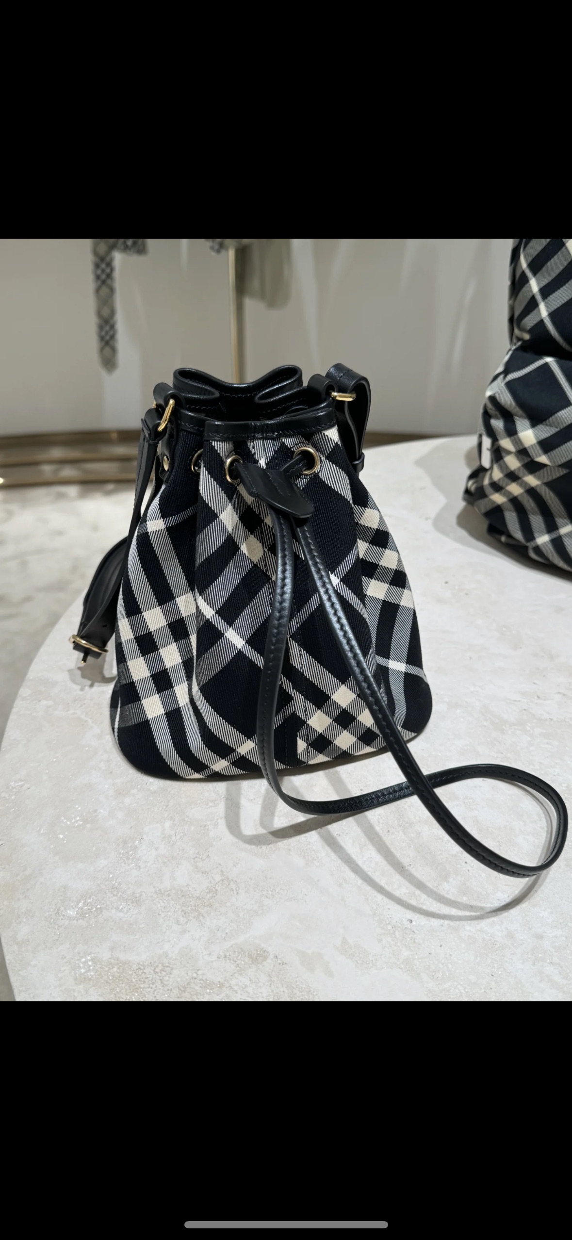 Burberry Medium Check Bucket Bag | Black