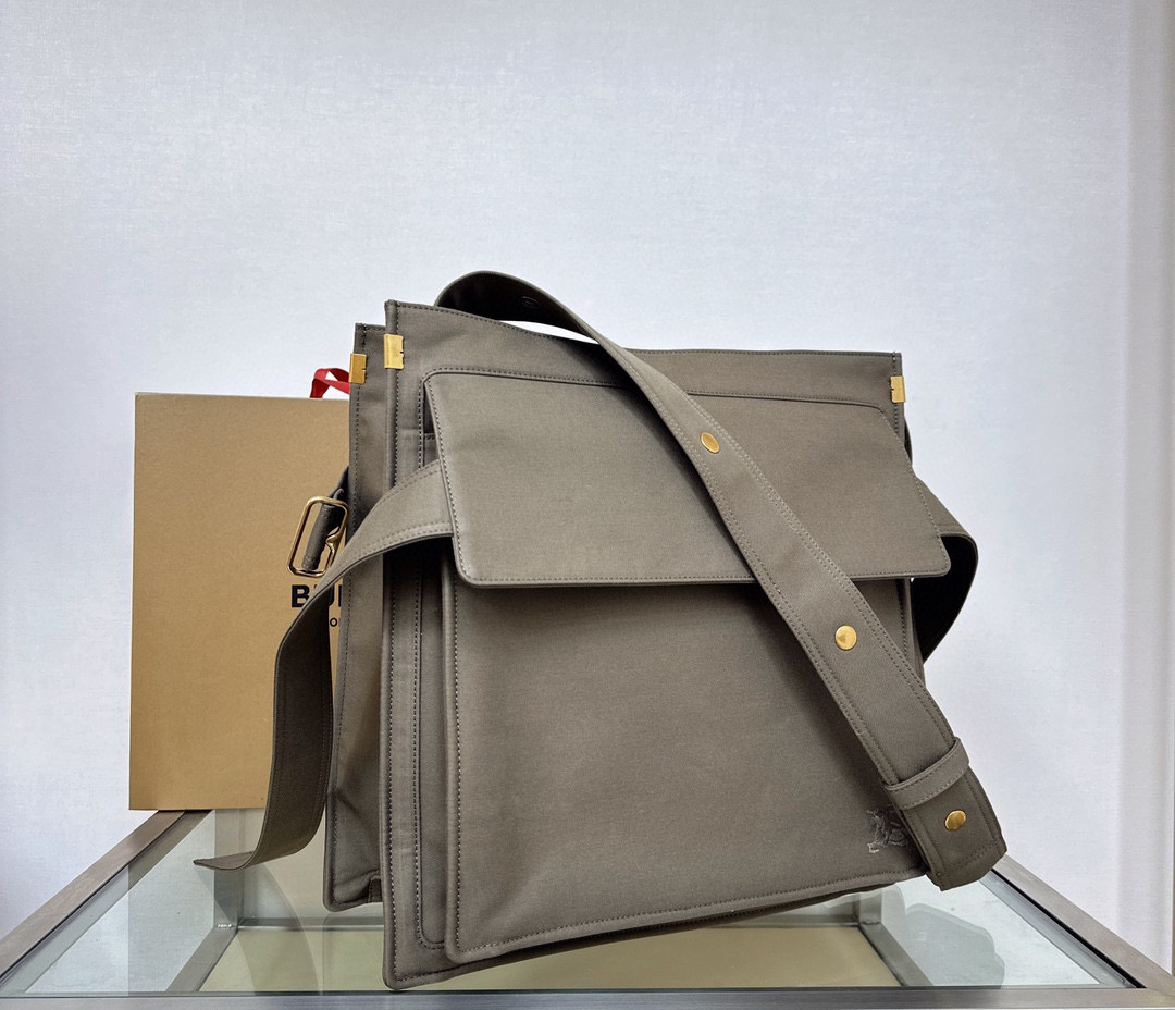 BURBERRY Men's Trench Tote Olive GrayCanvas ...
