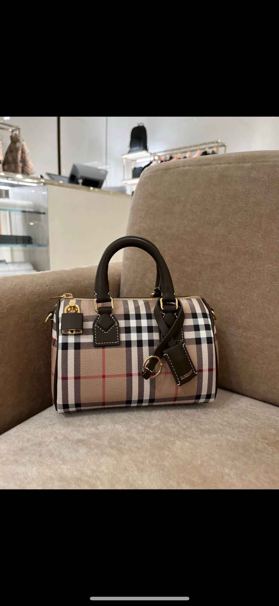 Burberry Mini Check Bowling Bag  BURBERRY  048311