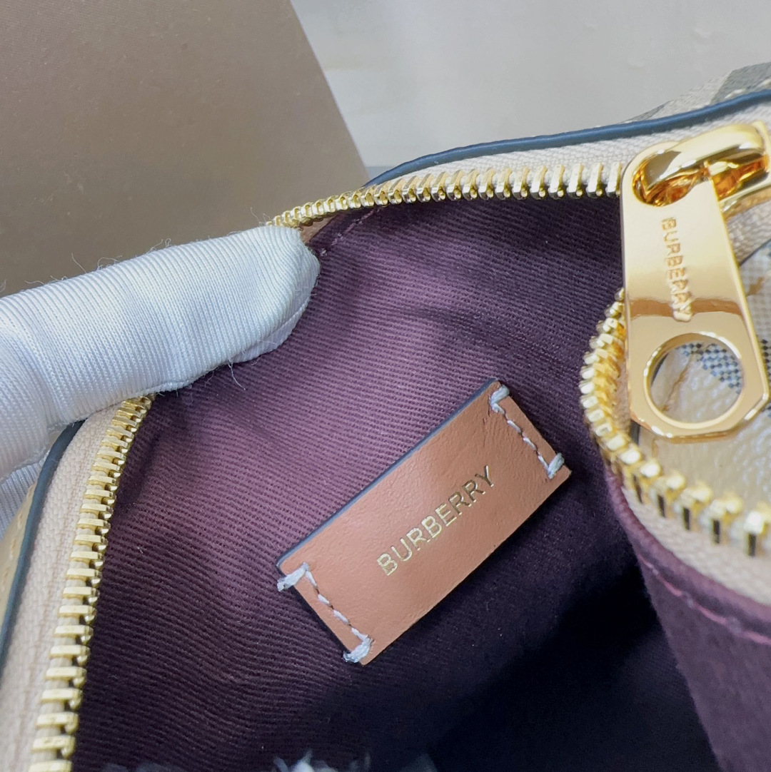 BURBERRY Mini Check Bowling Bag in Archive beige/briar brown - Women | Burberry