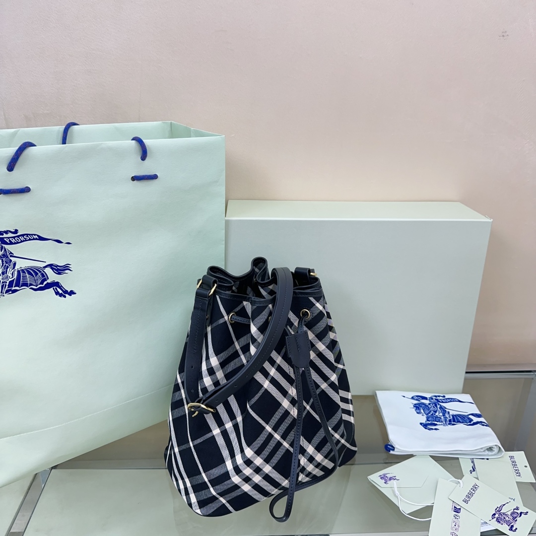 Burberry Mini Check Cotton Twill Bucket Bag BURBERRY  04369
