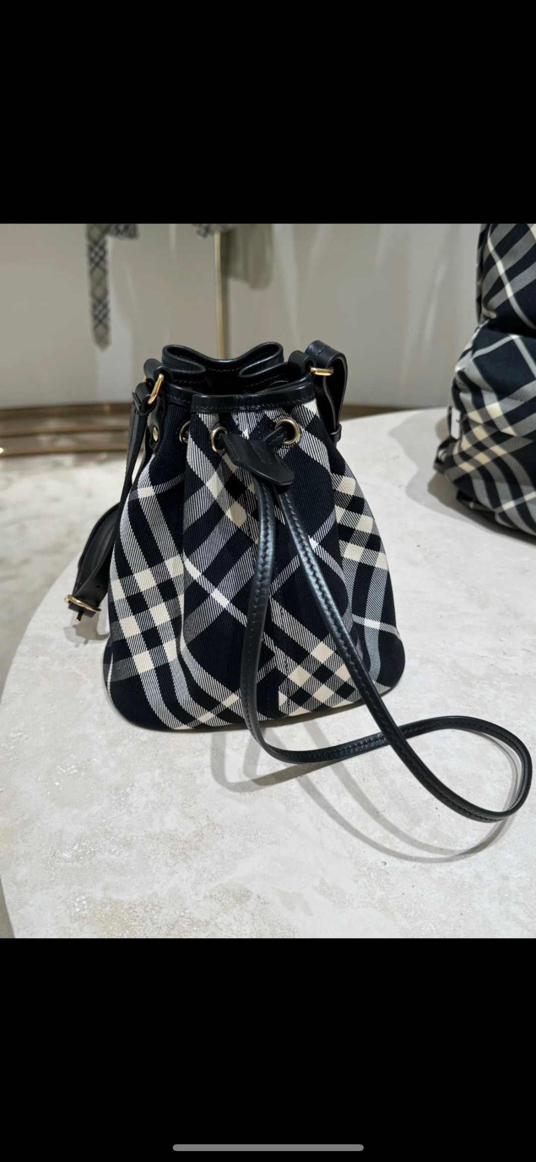 Burberry Mini check-print Bucket Bag | Black | BURBERRY  04289