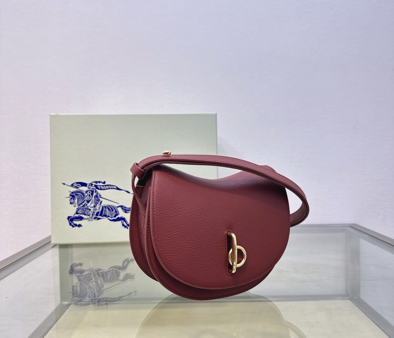 Burberry Mini Rocking Horse Leather Crossbody Bag | Red