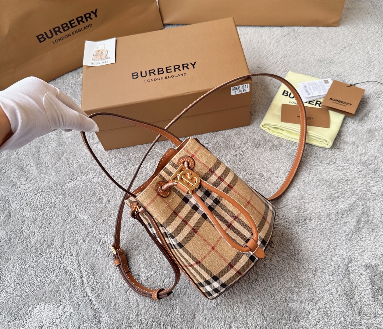 Burberry Mini TB Bucket Bag | Neutrals