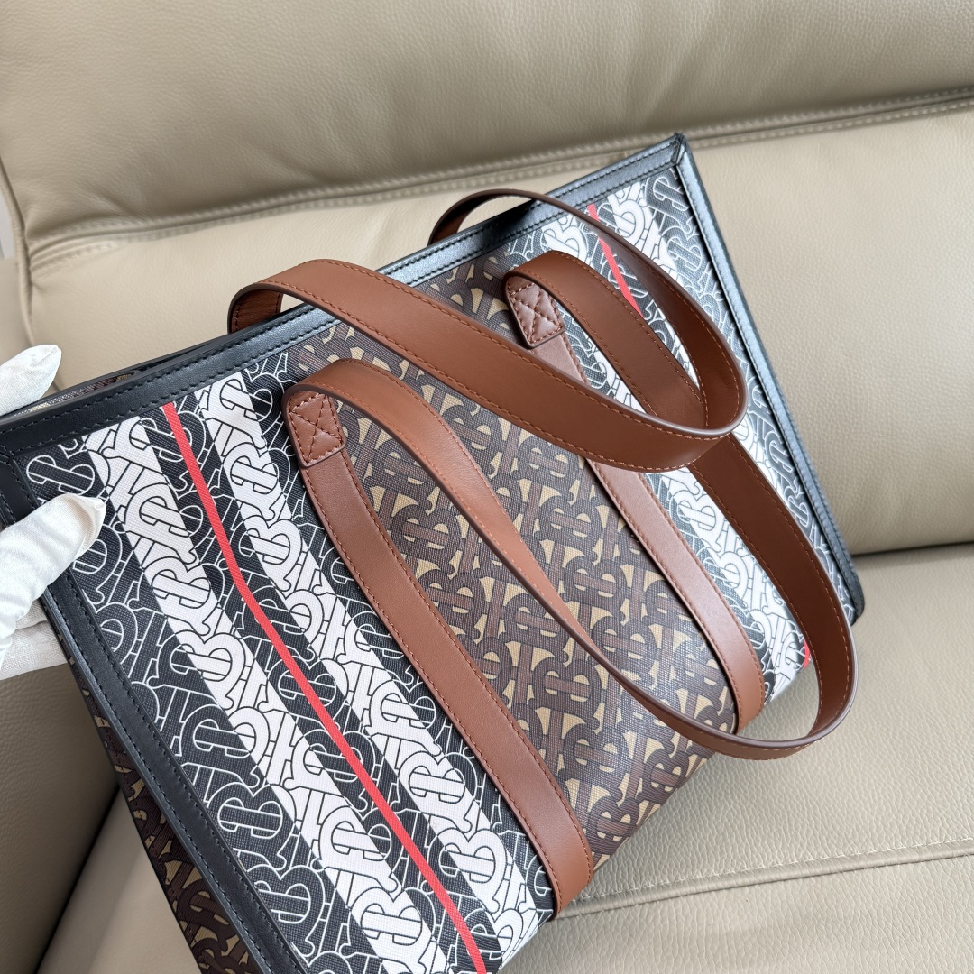 Burberry Monogram E-Canvas Tote Bag Men Bag Origina