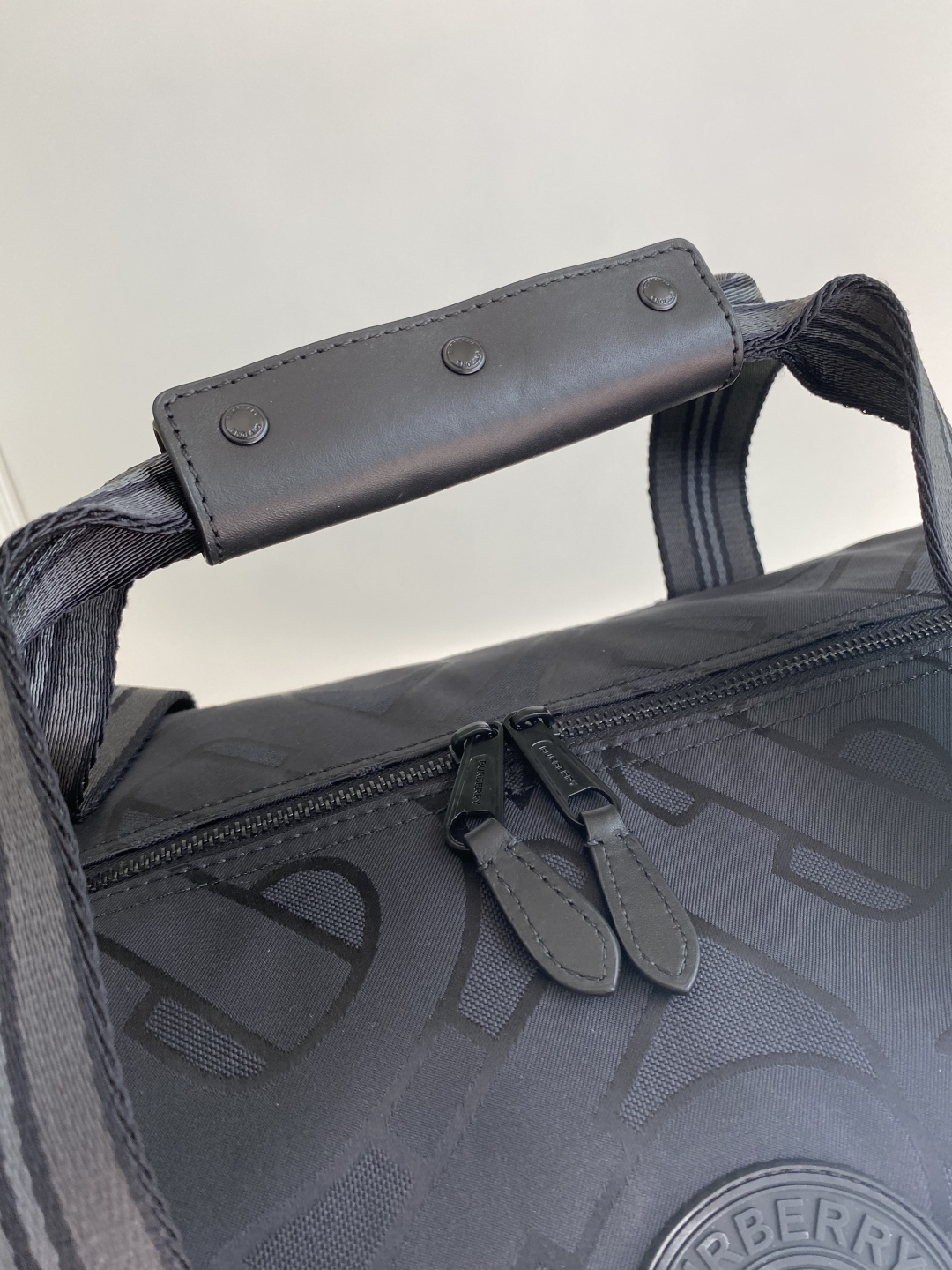 Burberry Monogram Jacquard Medium Barrel Bag Black in