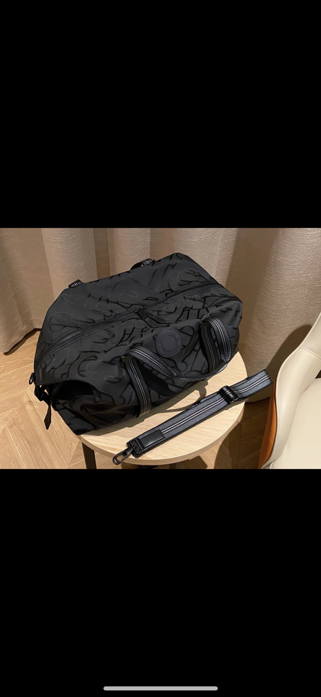 Burberry Monogram Jacquard Medium Barrel Bag Black in