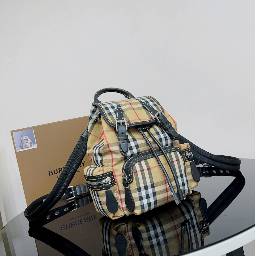 BURBERRY Nova Check Backpack Canvas Beige