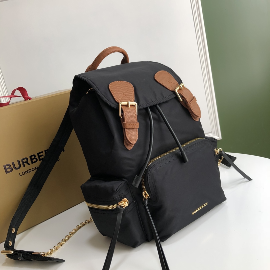 BURBERRY Nylon Medium Rucksack Backpack Black 1302960