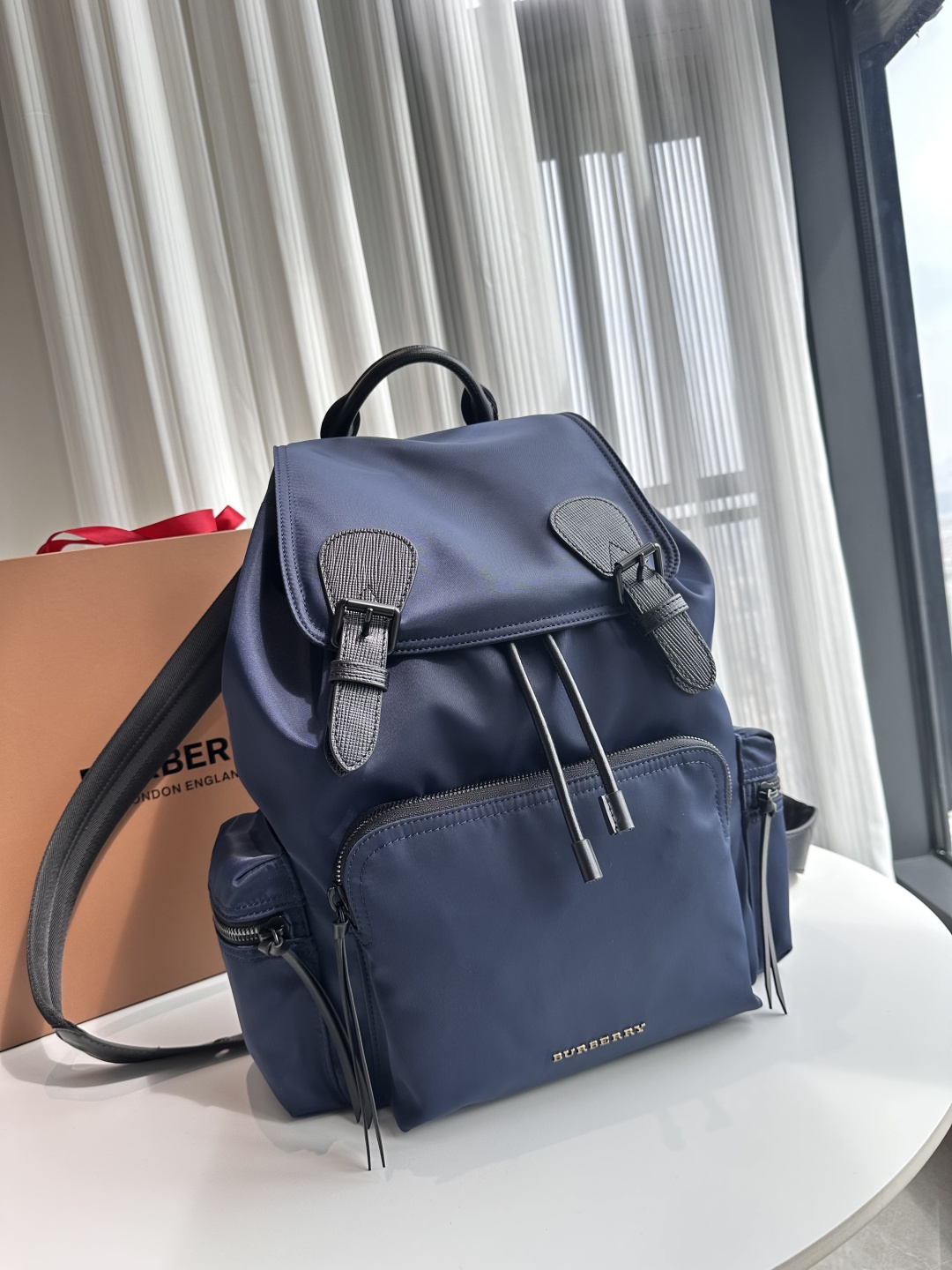 BURBERRY Nylon Medium Rucksack Backpack Ink Blue