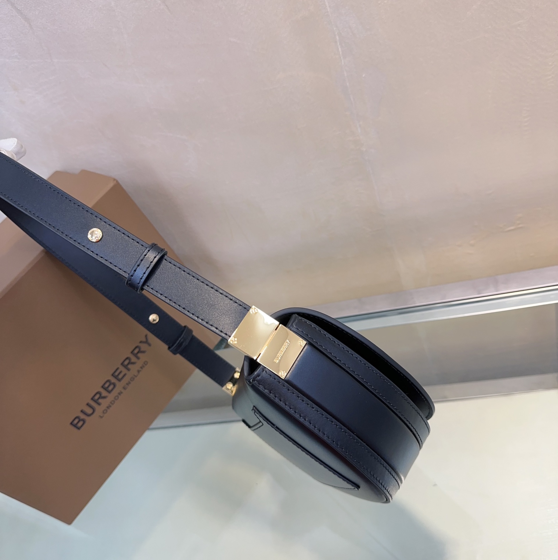 BURBERRY Pebbled Calfskin Small Soho Disco Bag Black