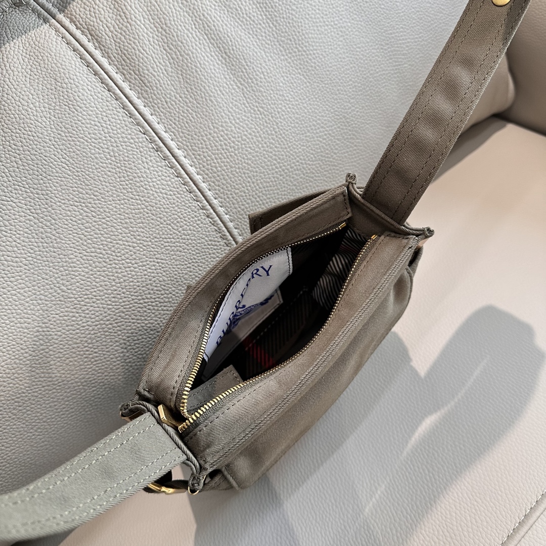 Burberry shield Messenger Black Cotton Blend Crossbody BROWN