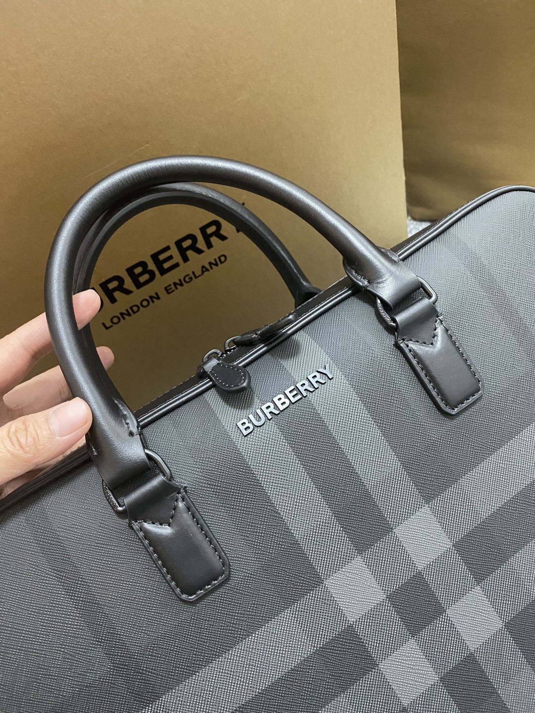 BURBERRY  Slim Ainsworth Briefcase in Charcoal - Men | Burberry