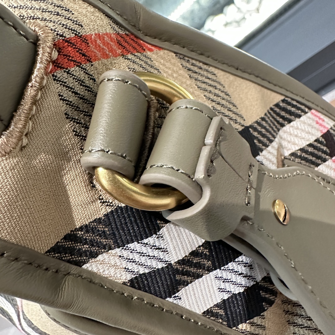 Burberry Small B Clip Messenger Bag in Sand - Women, Cotton, Nylon