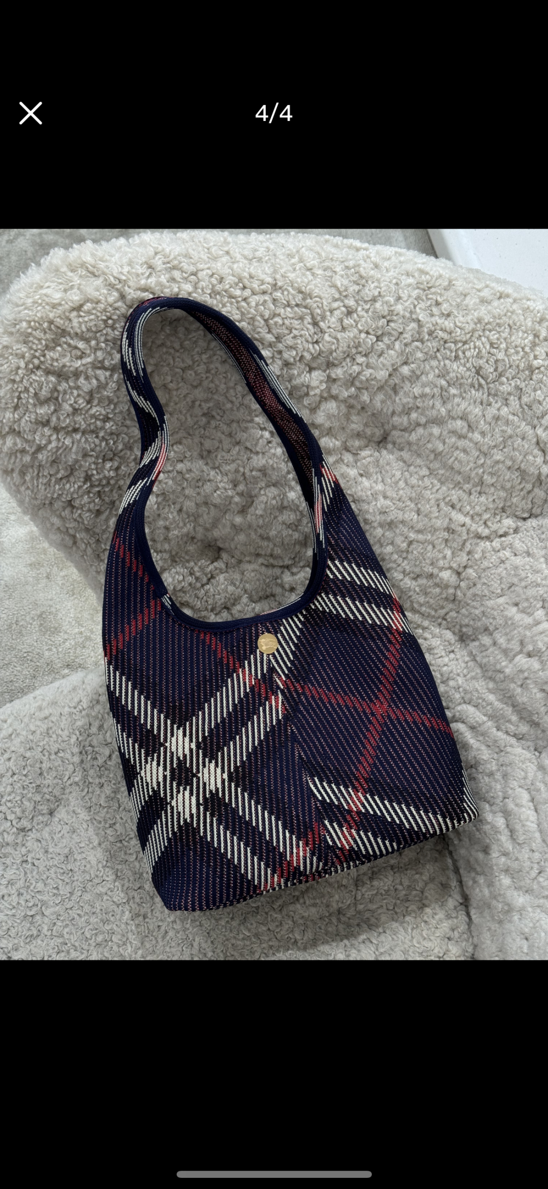 Burberry Small Check Knit Shoulder Bag